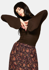 Amata Flared Sleeve Top - Brown