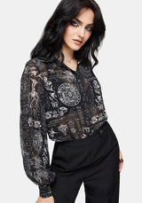 Trinity Mond Druck Chiffon Hemd