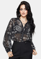 Trinity Mond Druck Chiffon Hemd