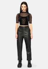 Kobra Velour Embroidered Tie Strap Corset Top