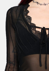 Raye Layered Mesh Tie Front Top