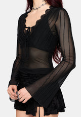 Raye Layered Mesh Tie Front Top