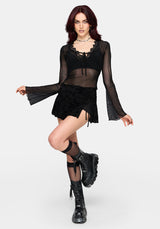 Raye Layered Mesh Tie Front Top