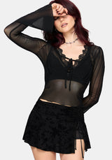 Raye Layered Mesh Tie Front Top
