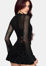 Raye Layered Mesh Tie Front Top