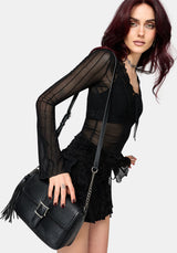 Raye Layered Mesh Tie Front Top