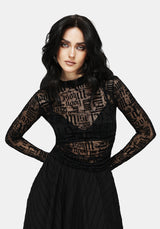 Ashes & Words Flocked Ruche Mesh Top