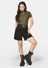 Demi Devore Short Sleeve Bodysuit - Khaki