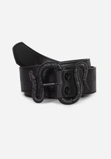 Mamba Debossed Belt With Snake Buckle - Black