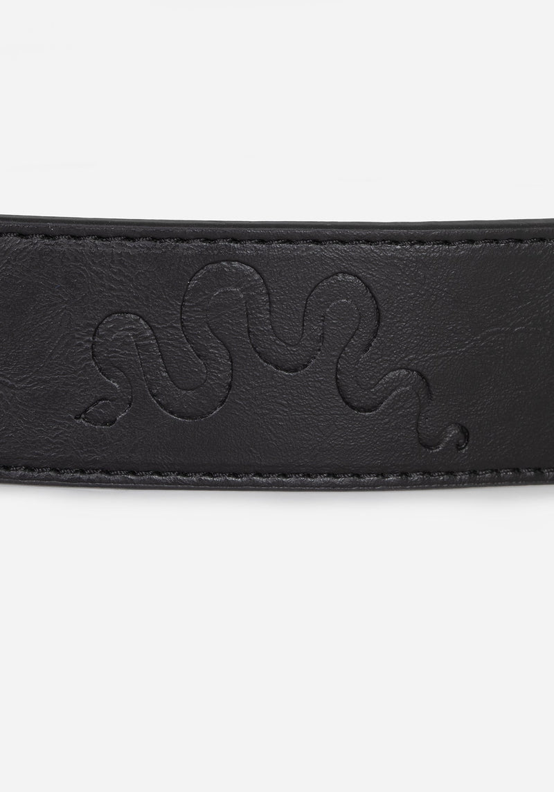 Mamba Debossed Belt With Snake Buckle - Black