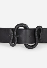 Mamba Debossed Belt With Snake Buckle - Black