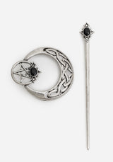 Druantia Pentagram Moon Hair Pin