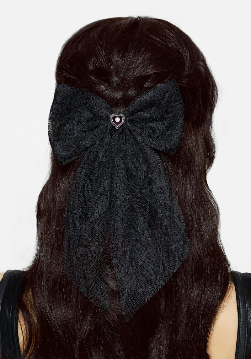 Melanie Heart Lace Hair Bow