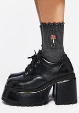 Morchella Embroidered Mushroom Socks