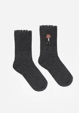 Morchella Embroidered Mushroom Socks