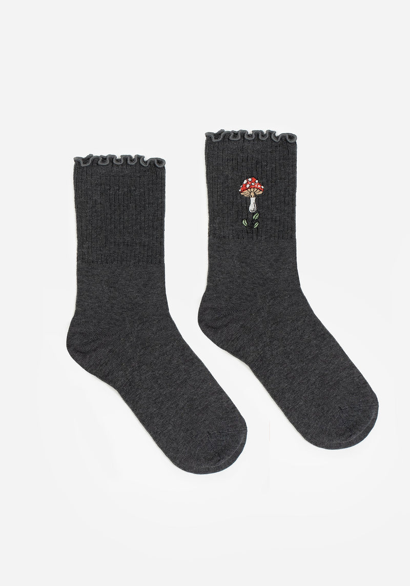 Morchella Embroidered Mushroom Socks