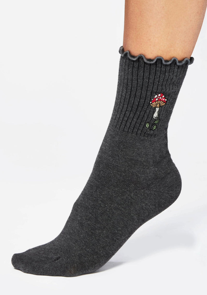 Morchella Embroidered Mushroom Socks
