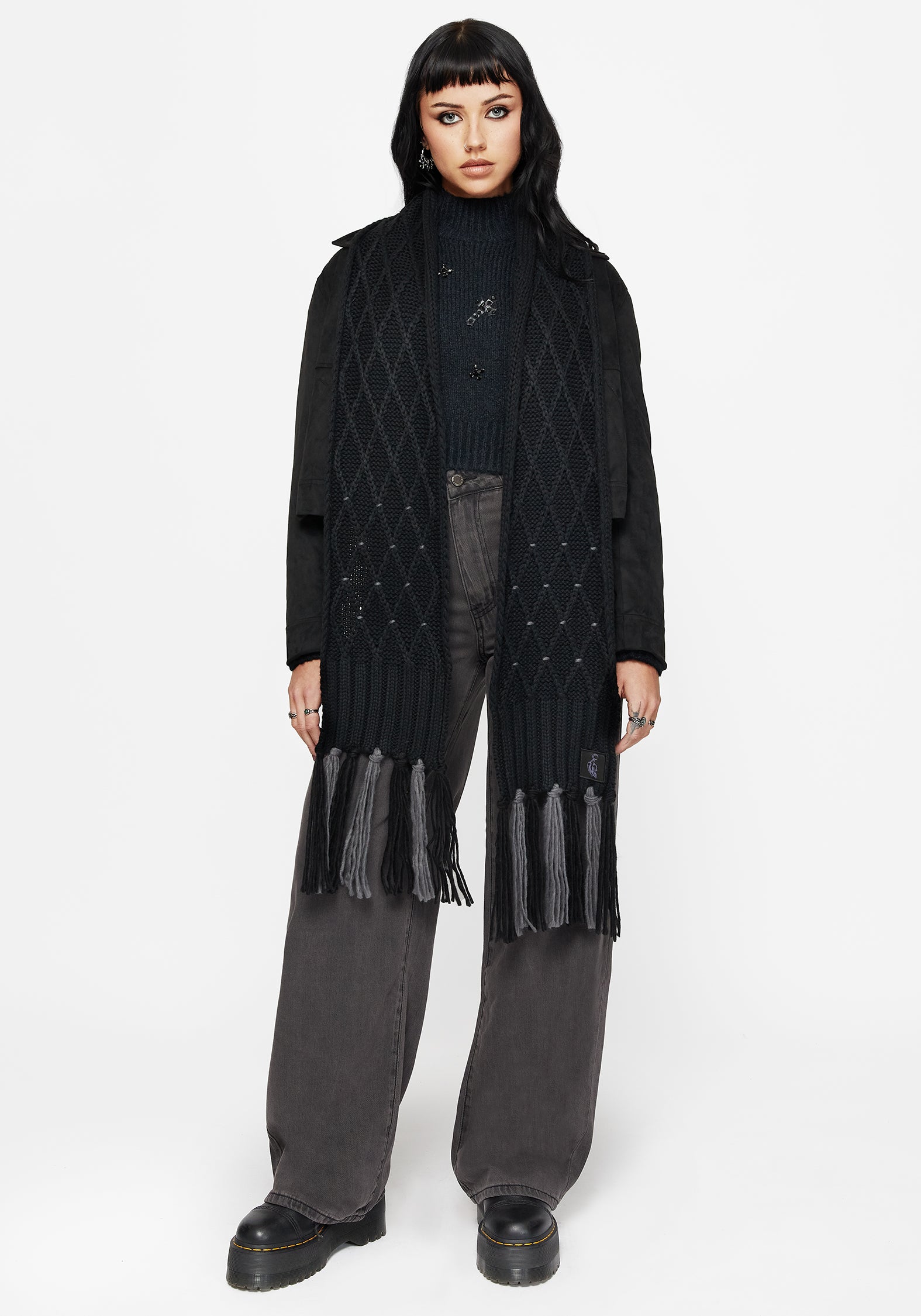 Layla Criss Cross Black Scarf