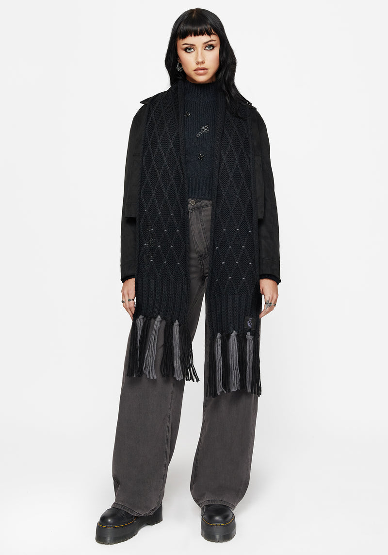 Layla Criss Cross Black Scarf