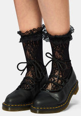 Wispin Lace Frill Socks - Black