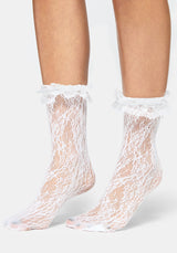 Wispin Lace Frill Socks - White