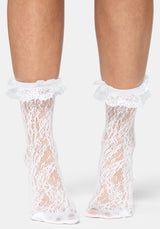Wispin Lace Frill Socks - White