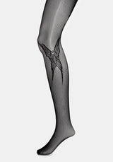 Morlit Moth Detail Fishnet Tights