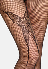 Morlit Moth Detail Fishnet Tights