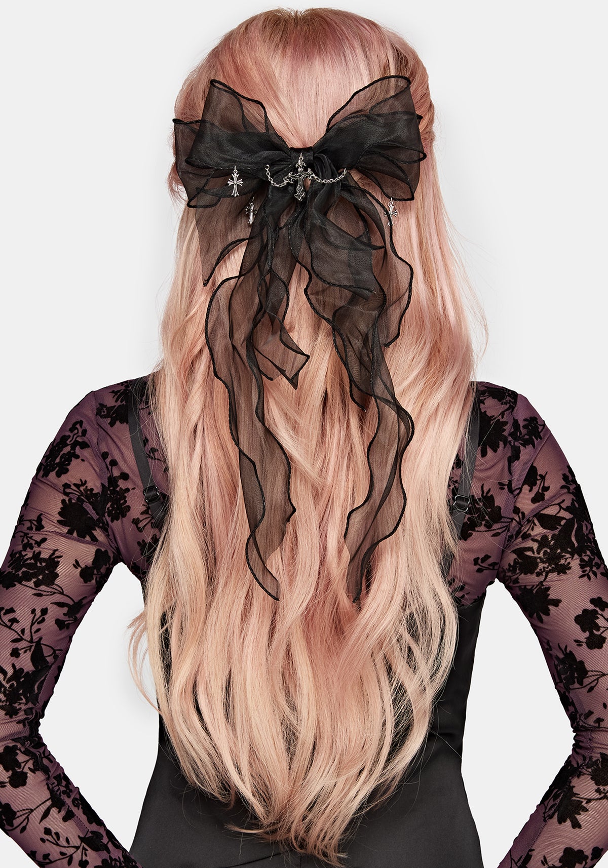 Mera Chiffon Cross Charm Hair Bow