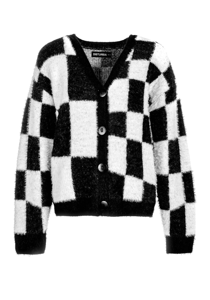 Two-Tone Checkerboard Cardigan