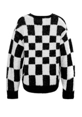 Two-Tone Checkerboard Cardigan