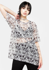 Riot Oversized Print Mesh Tee