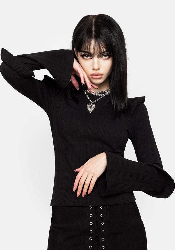 Wilhelmina Flare Sleeve Ruffle Top