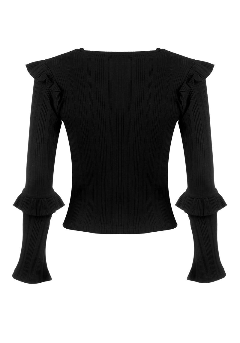 Wilhelmina Flare Sleeve Ruffle Top