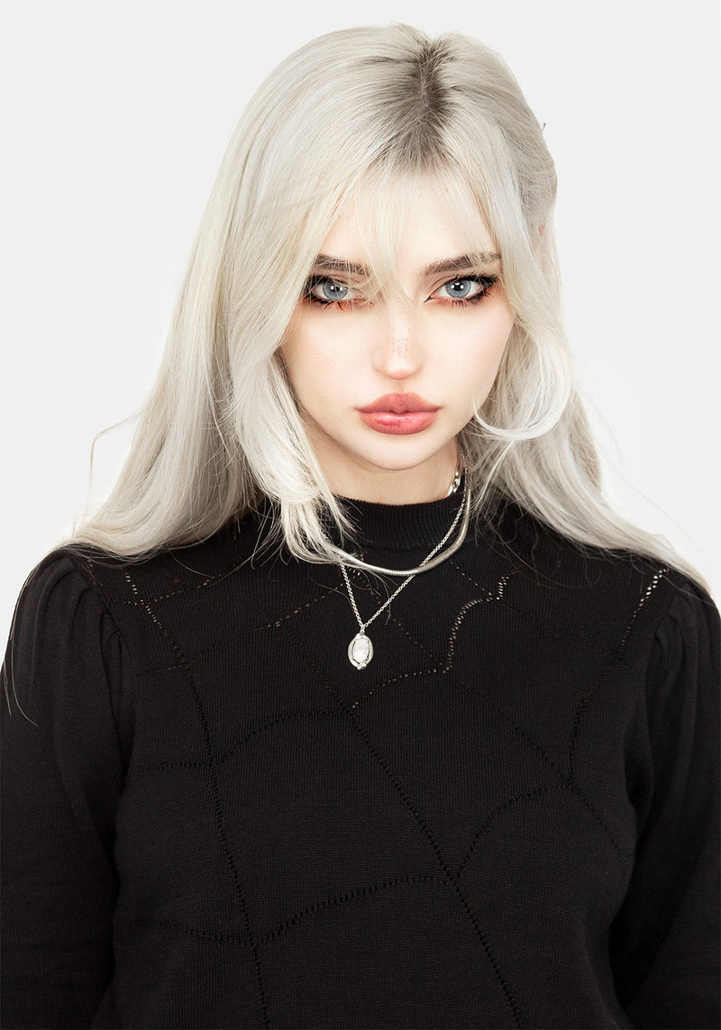 Lolth Puff Sleeve Crop Pointelle Jumper