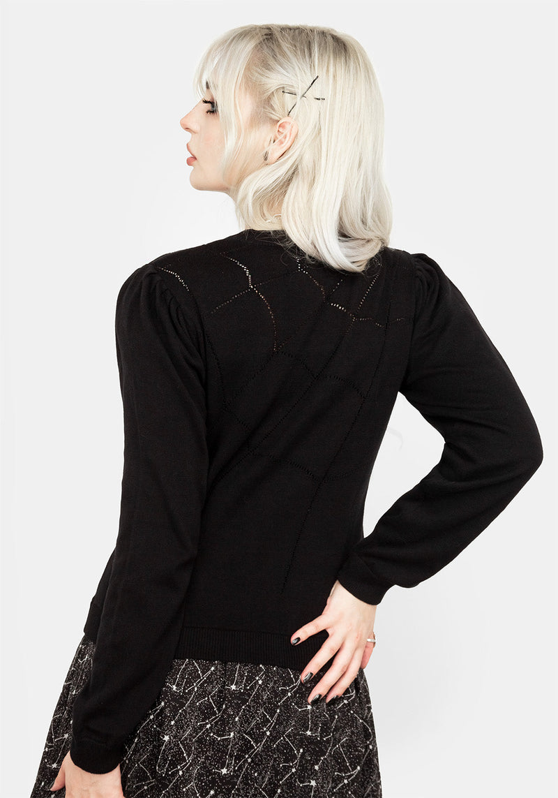 Lolth Puff Sleeve Crop Pointelle Jumper