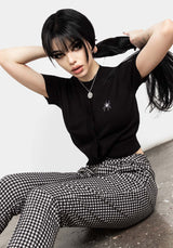 Lolth Short Sleeve Crop Pointelle Cardigan