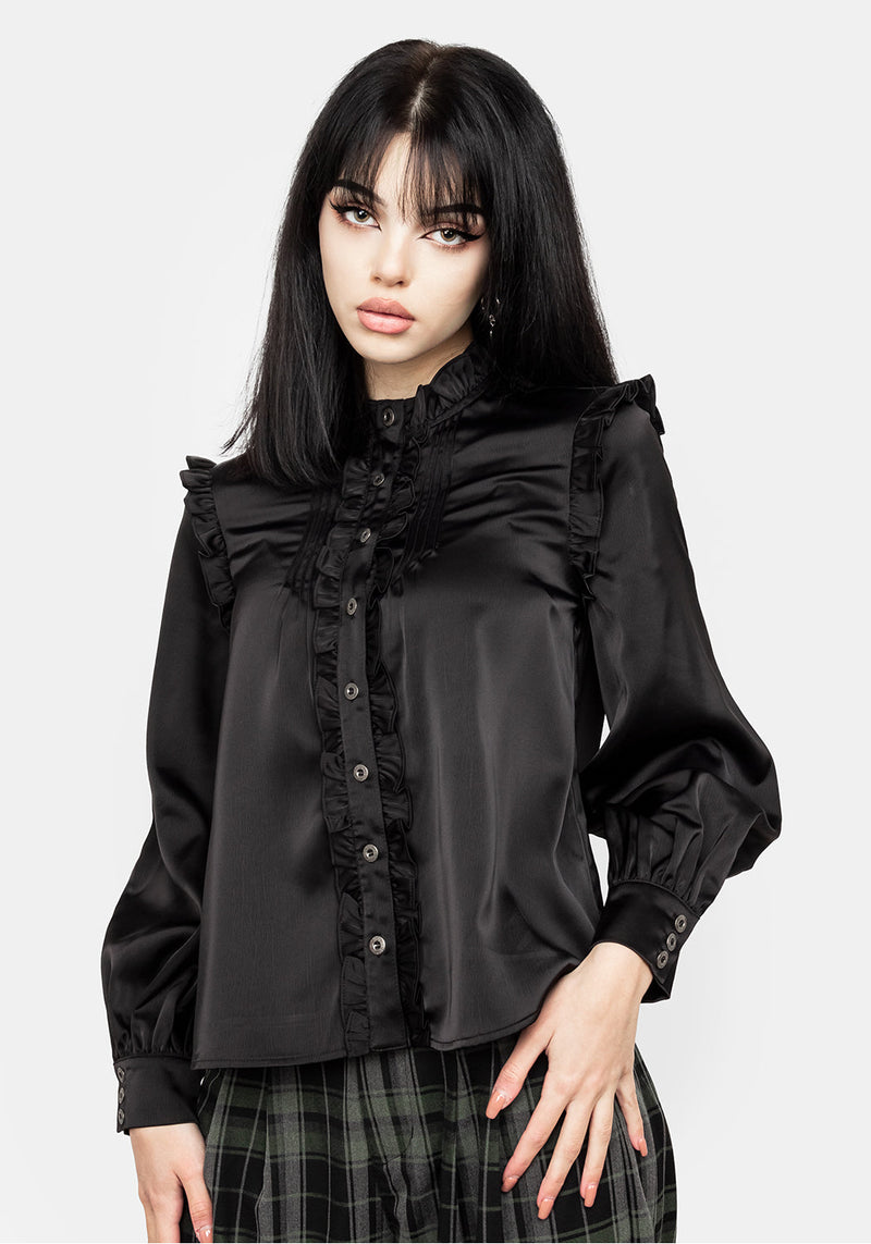 Obsession Pintuck Ruffle Blouse