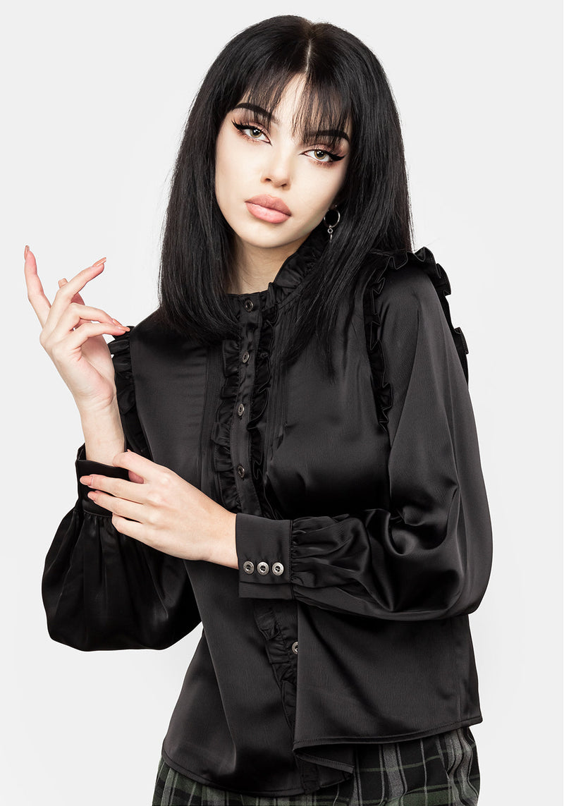 Obsession Pintuck Ruffle Blouse