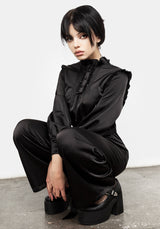 Obsession Pintuck Ruffle Jumpsuit