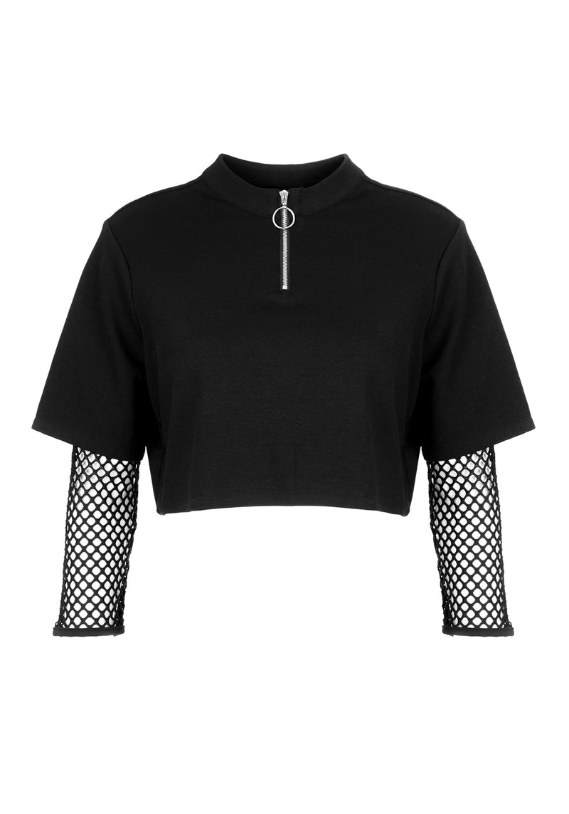 Decontrol Fishnet Sleeve Crop