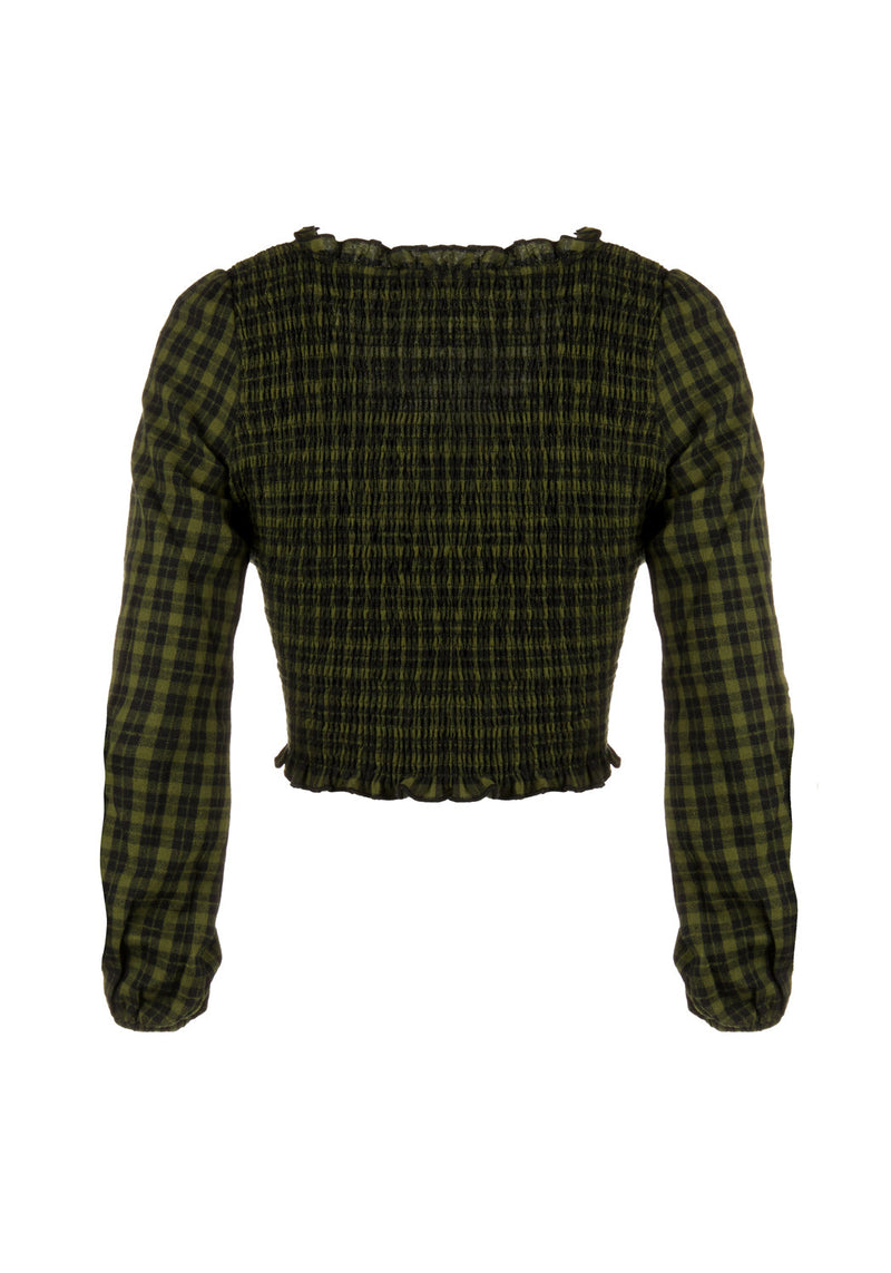 Terra Gingham Shirred Top