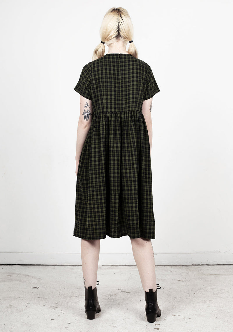 Terra Gingham Midi Smock Dress