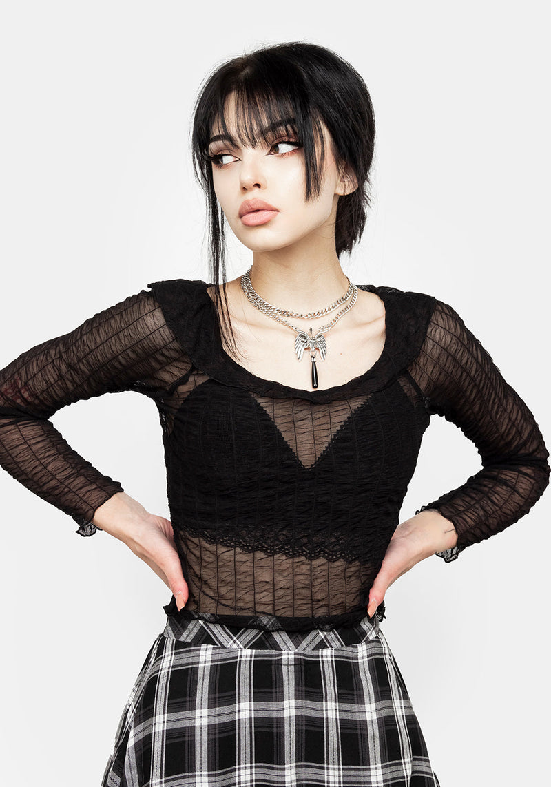 Whisper Gathered Mesh Top