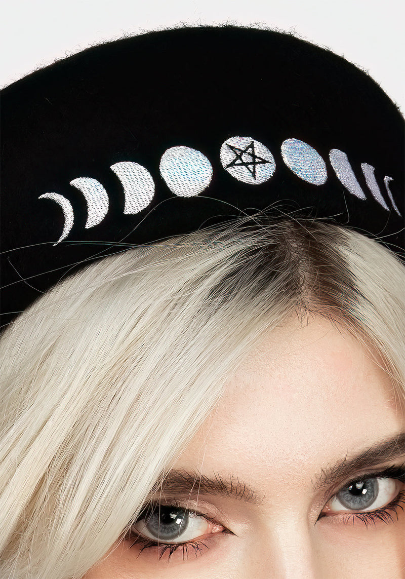 Lunar Embroidered Beret