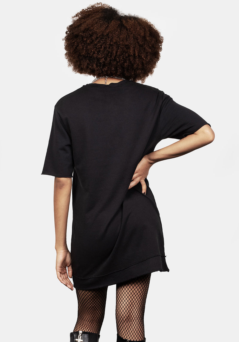 Mishap Lace up Jersey T-Shirt Dress