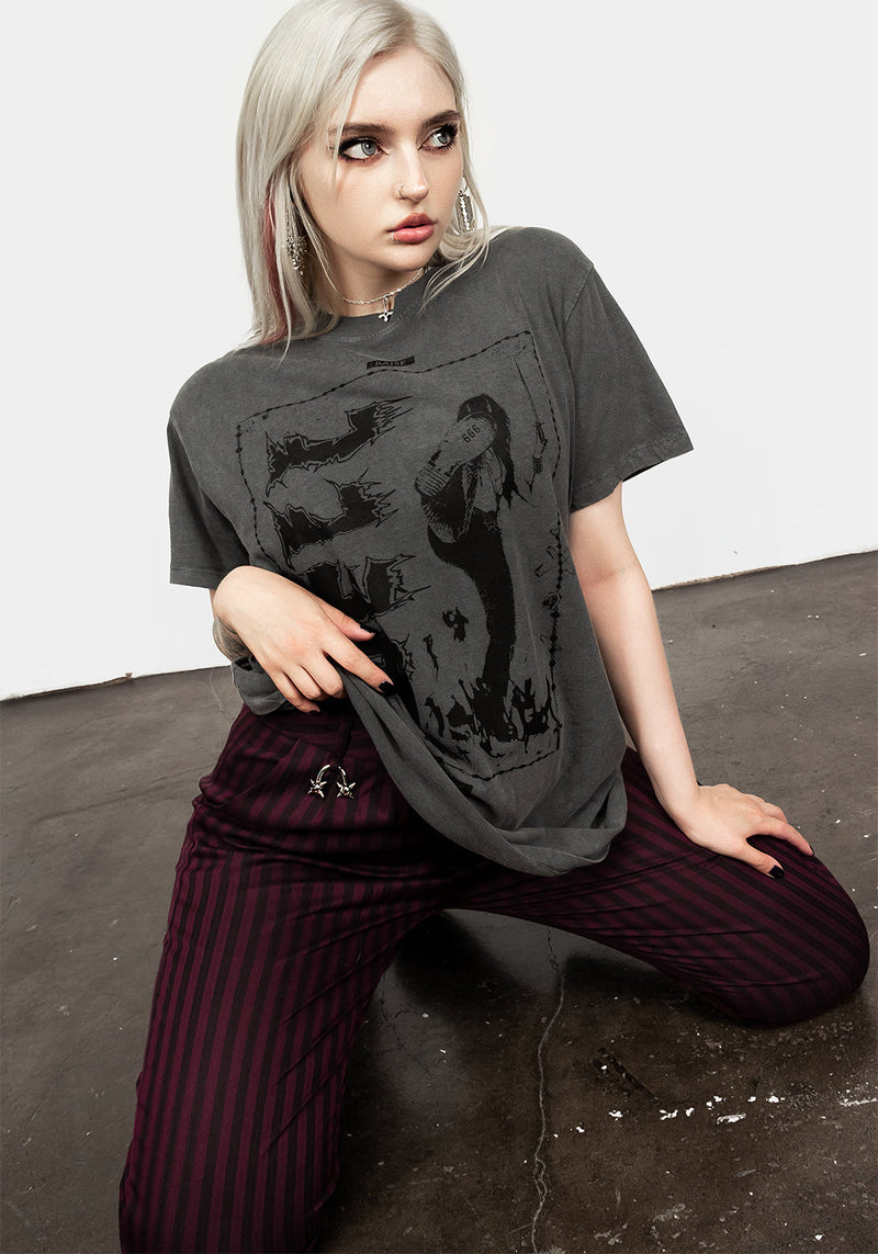 Hell Vintage Grey Washed T-Shirt