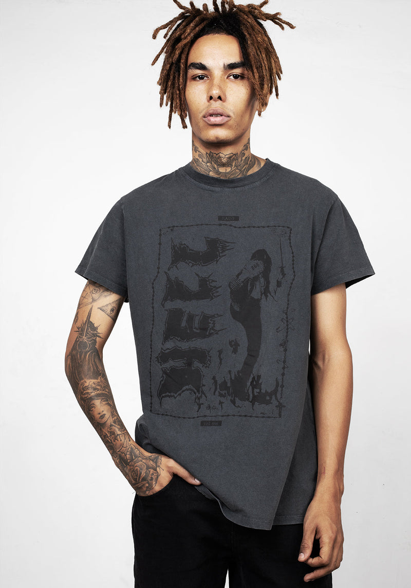 Hell Vintage Grey Washed T-Shirt
