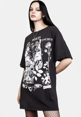 Sad Poets Washed Black Oversized Tee Dress