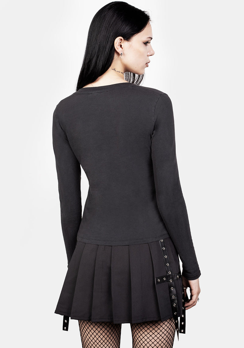 Wish Washed Black Scoop Neck T-Shirt